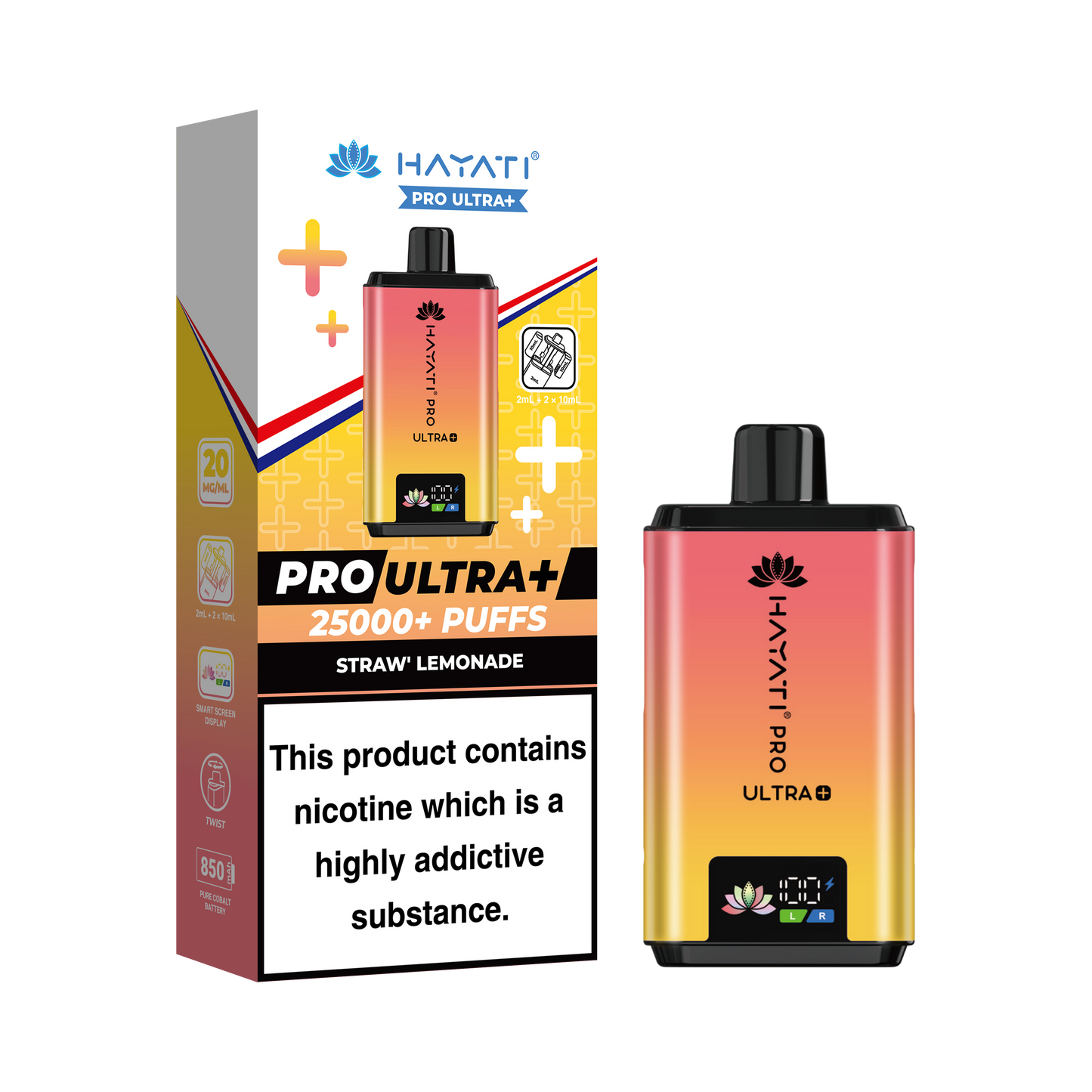 Buy Hayati Pro Ultra Plus 25k Prefilled Vape Kit Box of 5 Straw' Lemonade