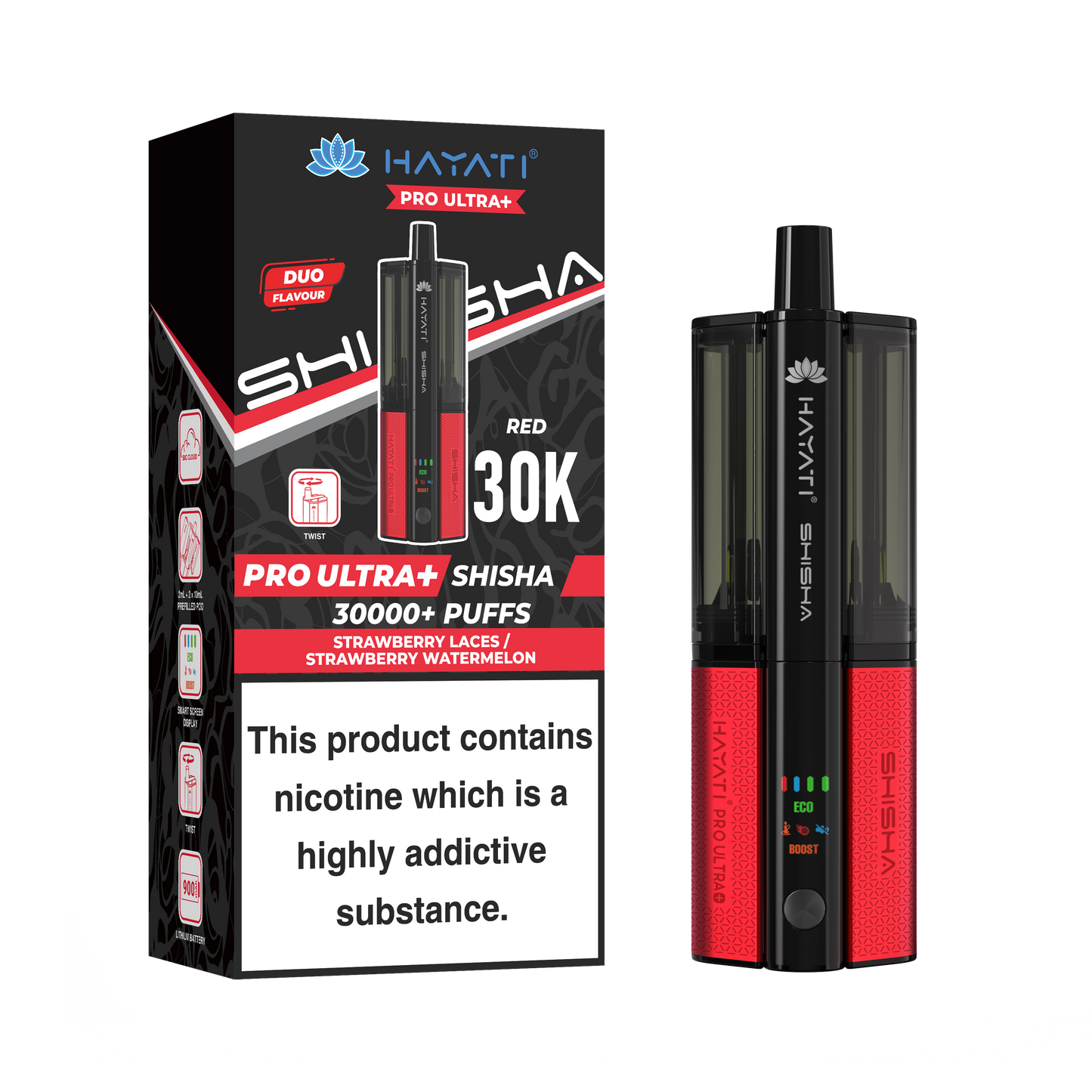 Buy Hayati Pro Ultra Plus Shisha 30k Vape Kit Box of 5 Strawberry Laces Strawberry Watermelon