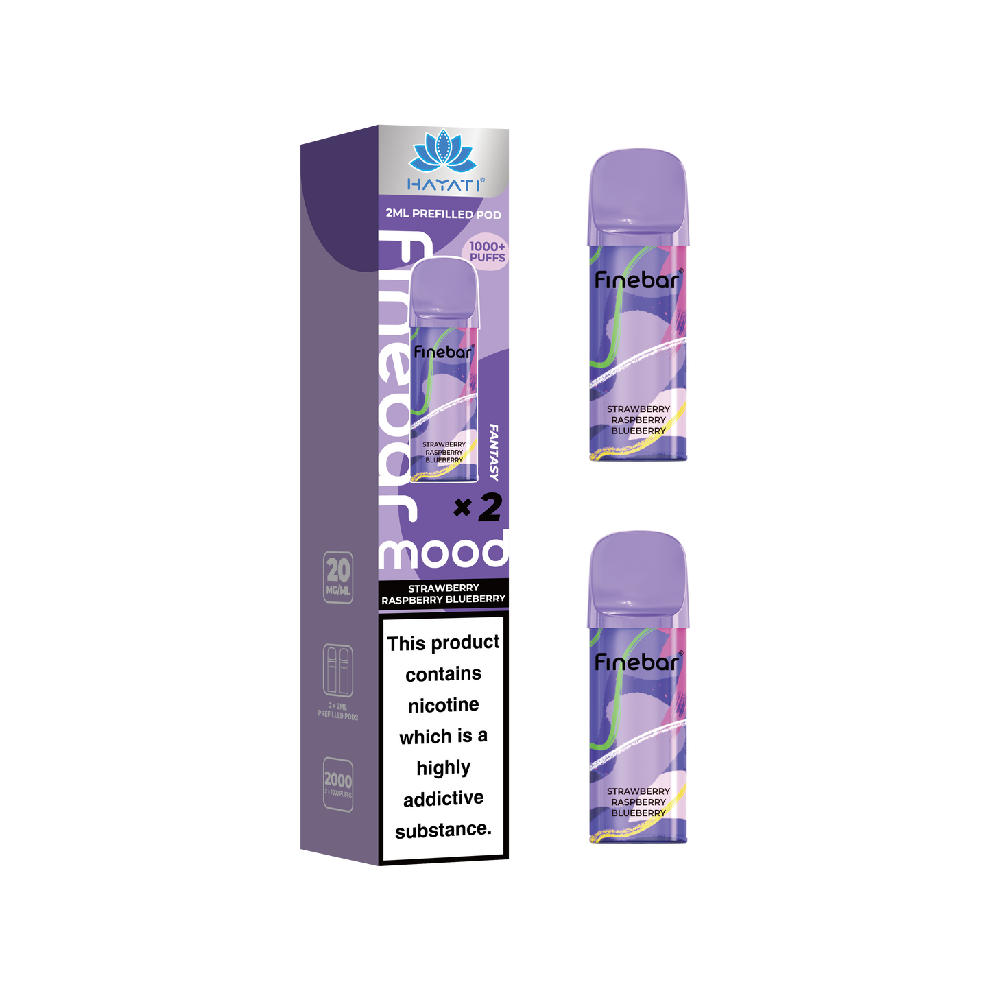 Buy Hayati Finebar Mood Refill Pods Box of 10 Strawberry Raspberry Blueberry