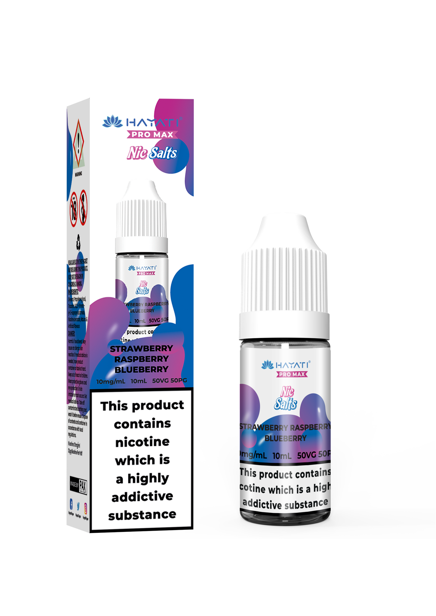 Buy Hayati Pro Max 10ml Nic Salt E-Liquid - Pack of 10 Strawberry Raspberry Blueberry