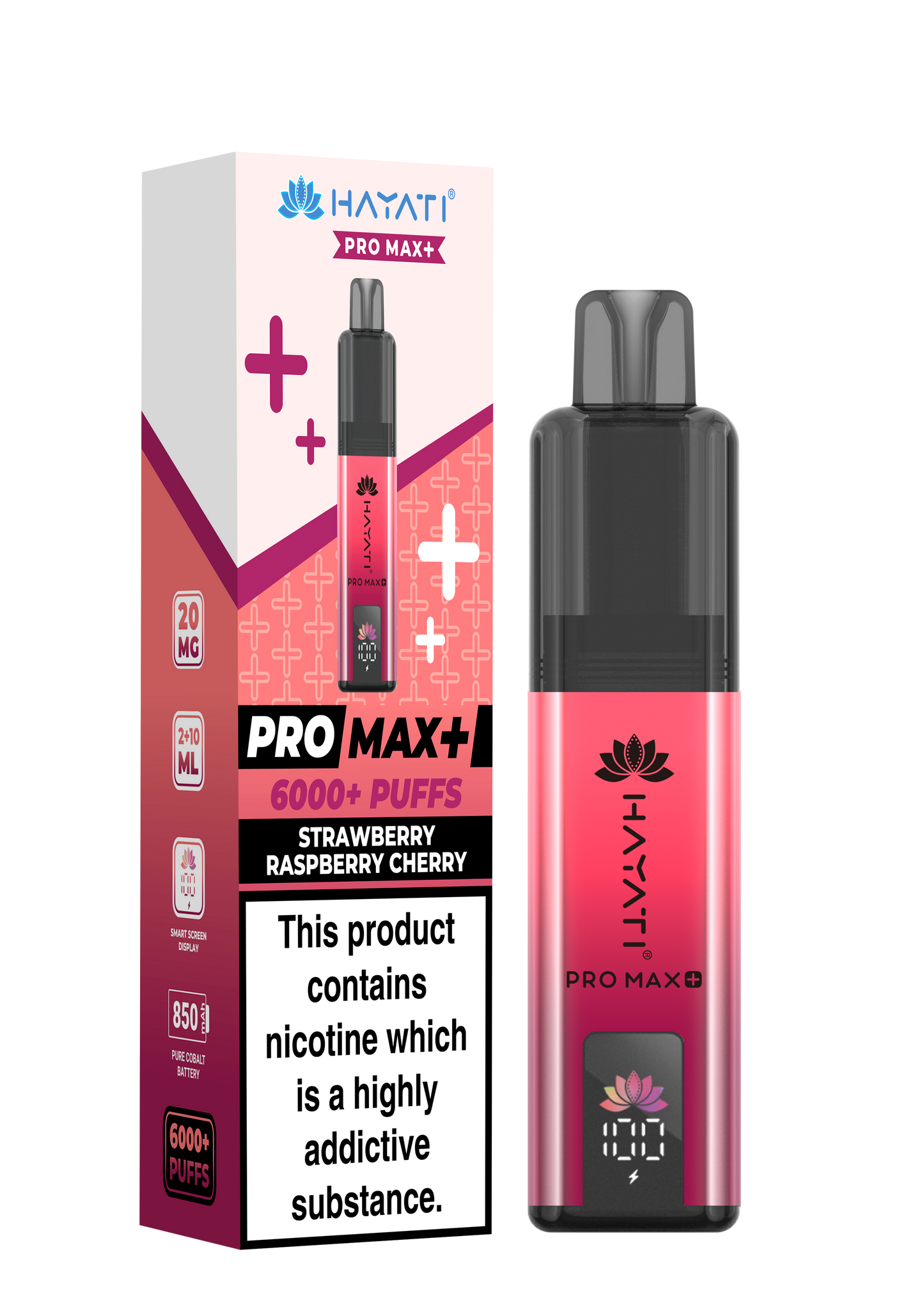 Buy Hayati Pro Max Plus 6000 Prefilled Vape Box of 5 Strawberry Raspberry Cherry