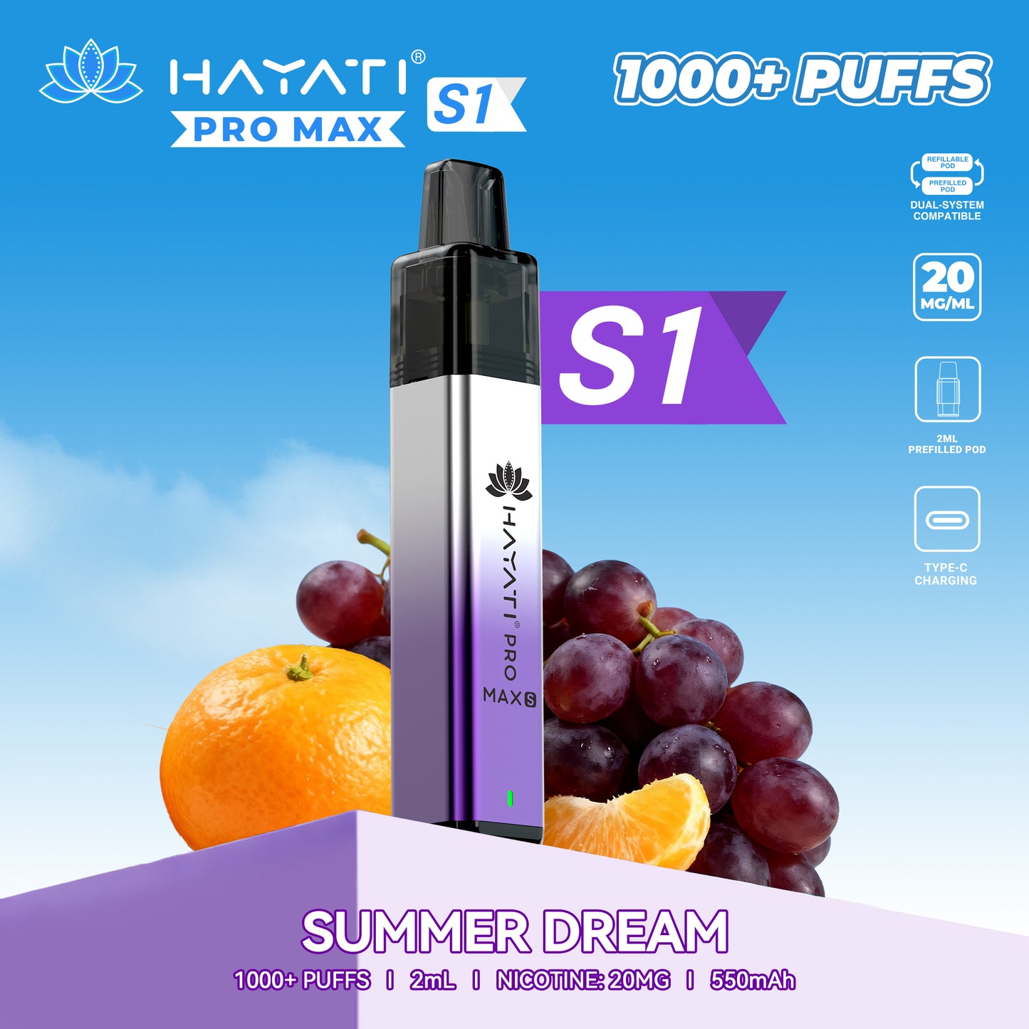 Buy Hayati Pro Max S1 Prefilled Vape Kit Box of 10 Summer Dream