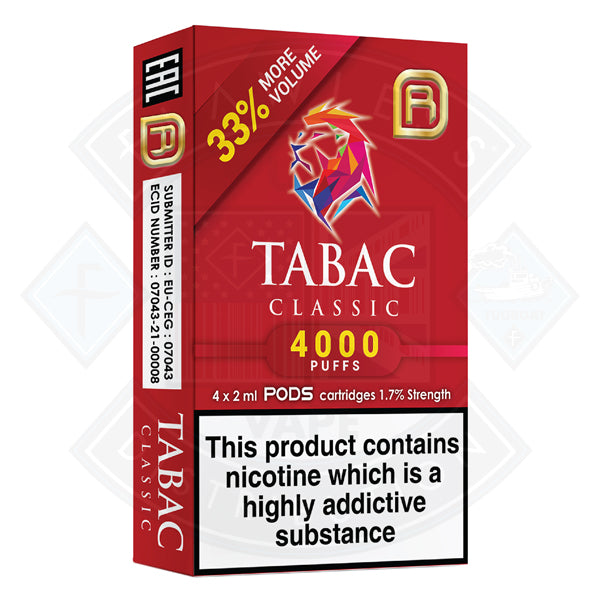 Buy Tabac NanoStix Pods- Classic 4000puff 1.7%/ 4pack