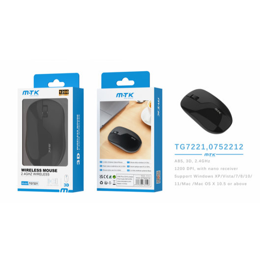Buy TG7221 2.4G 3D Wireless Mouse, DPI 1200, 2*AAA battery (not Incl), Black