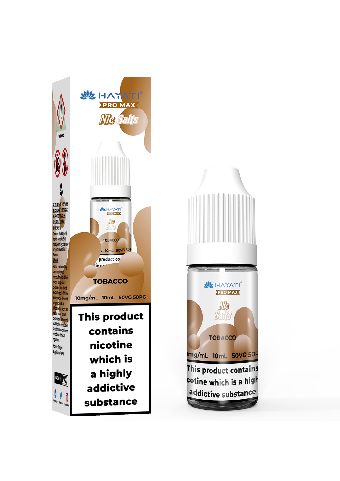 Buy Hayati Pro Max 10ml Nic Salt E-Liquid - Pack of 10 Tobacco