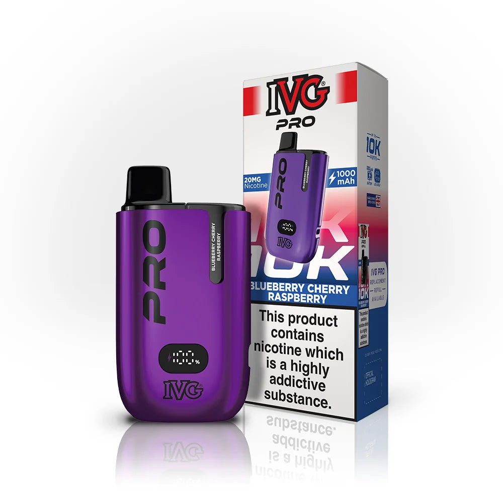 Buy IVG Pro 10K Prefilled Vape Pod Kit Box of 5 Blueberry Cherry Raspberry