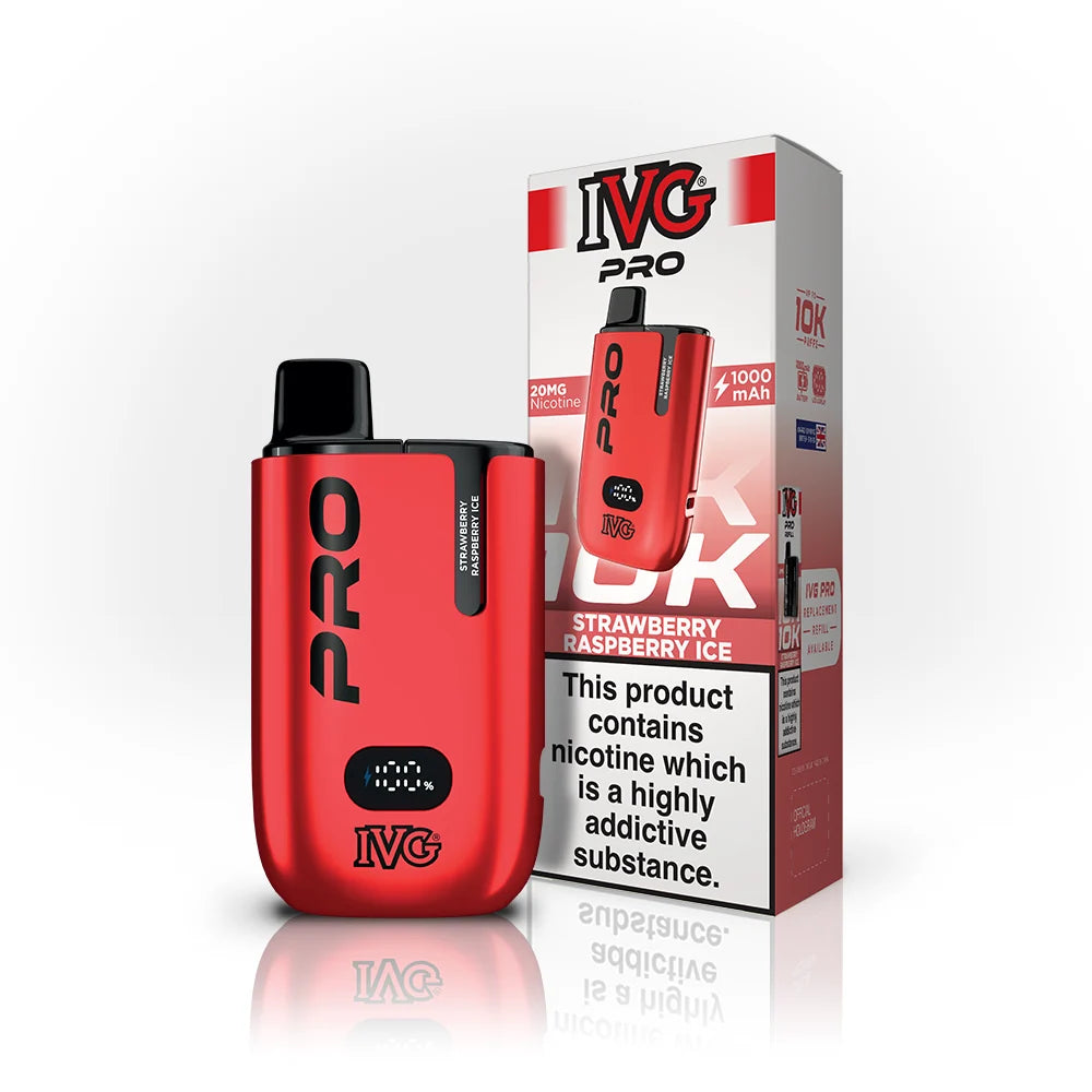 Buy IVG Pro 10K Prefilled Vape Pod Kit Box of 5 Strawberry Raspberry Ice