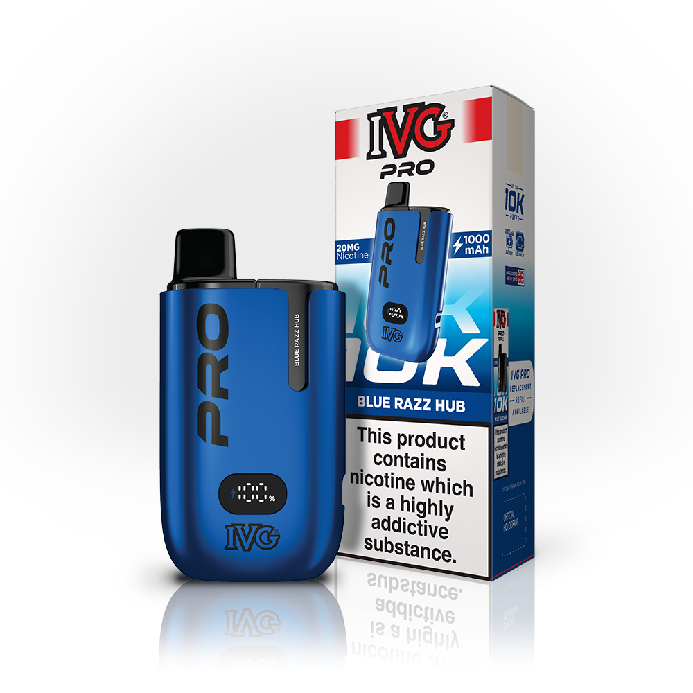 Buy IVG Pro 10K Prefilled Vape Pod Kit Box of 5 Blue Razz Hub