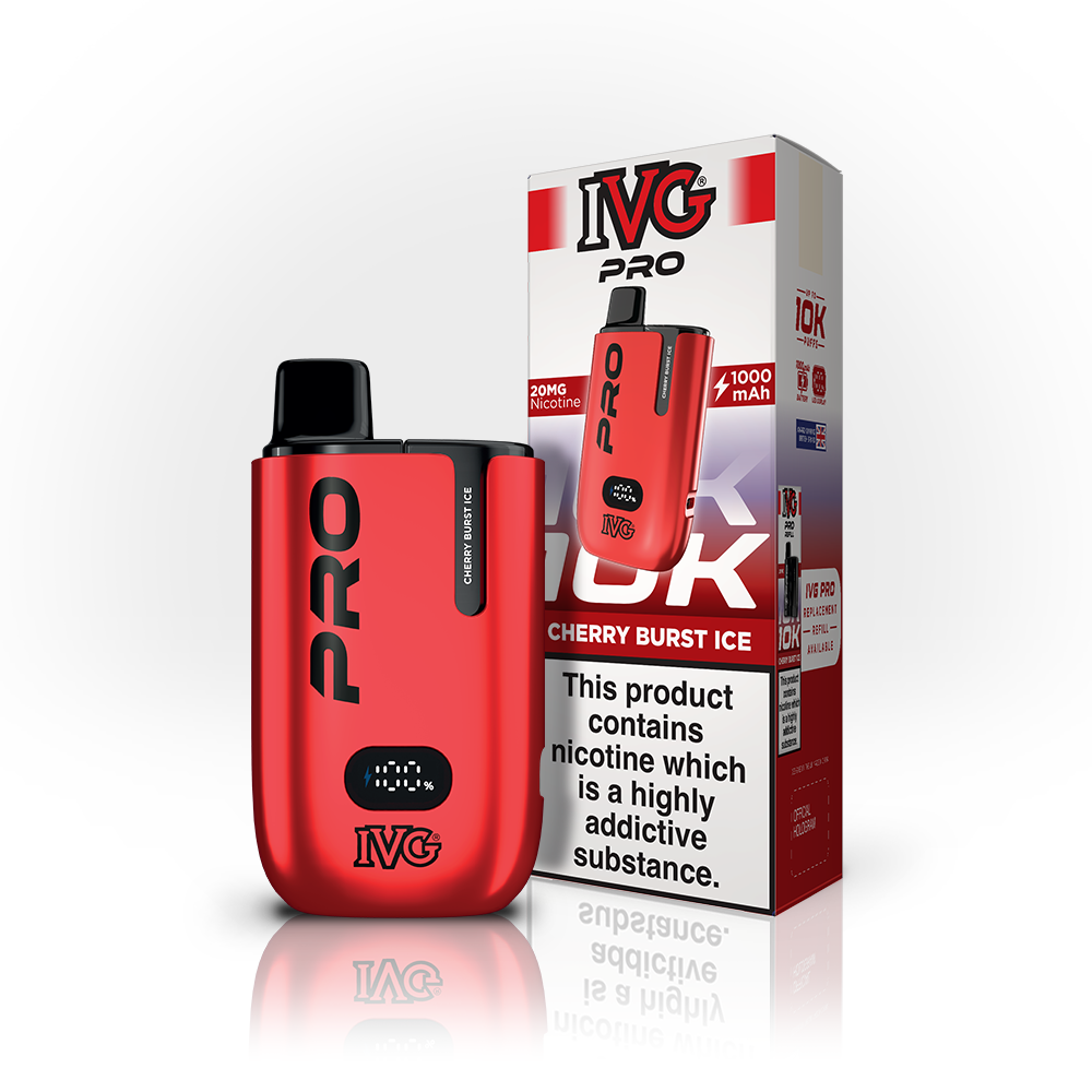 Buy IVG Pro 10K Prefilled Vape Pod Kit Box of 5 Cherry Burst Ice