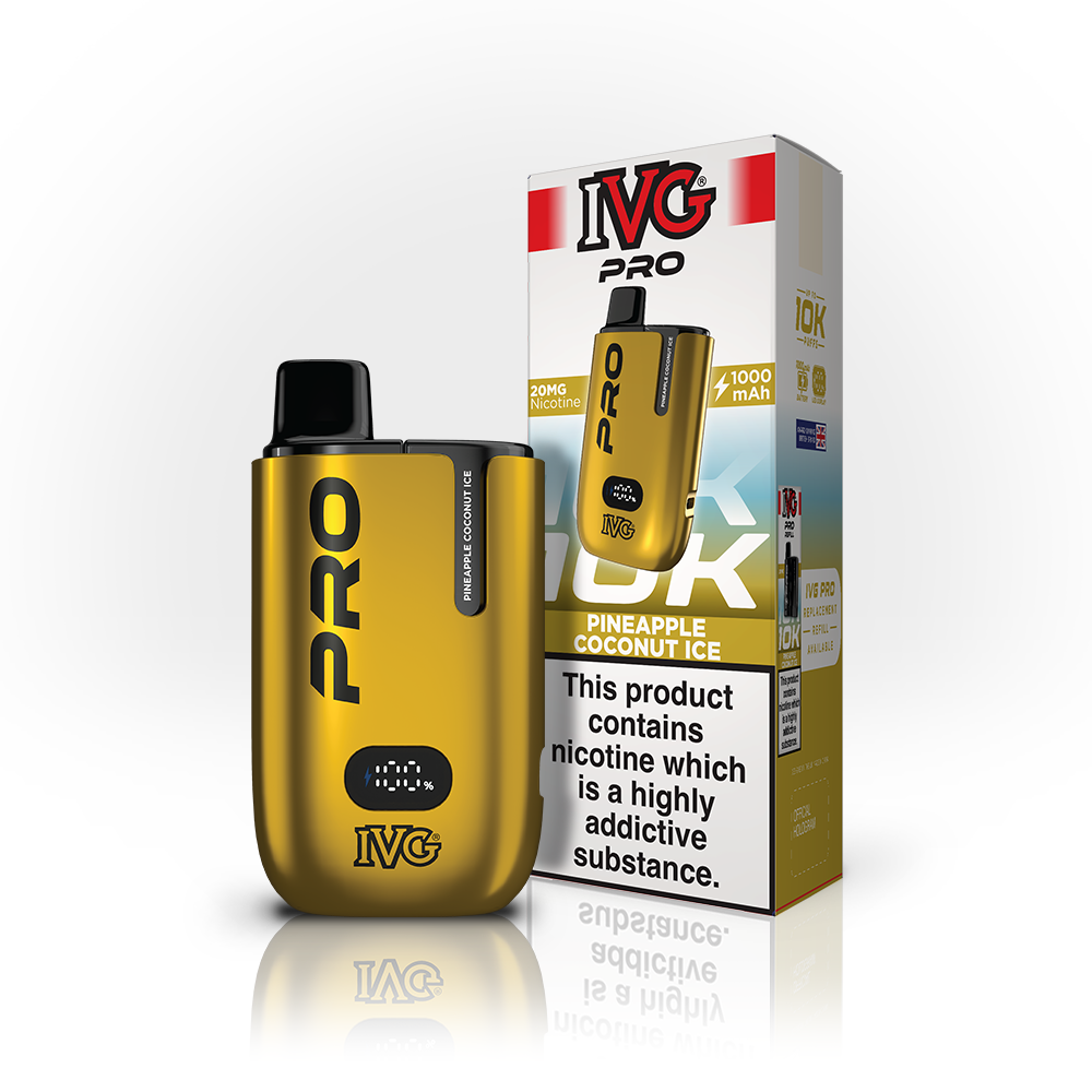 Buy IVG Pro 10K Prefilled Vape Pod Kit Box of 5 Pinepple Coconut Ice