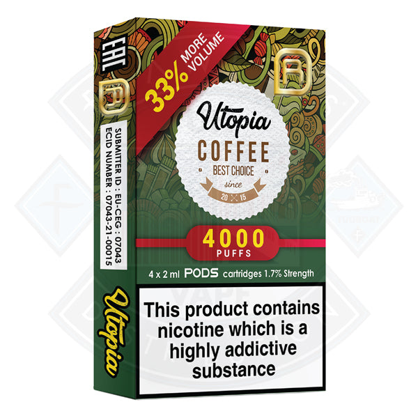 Buy Utopia NanoStix Pods- Coffee 4000puff 1.7%/ 4pack