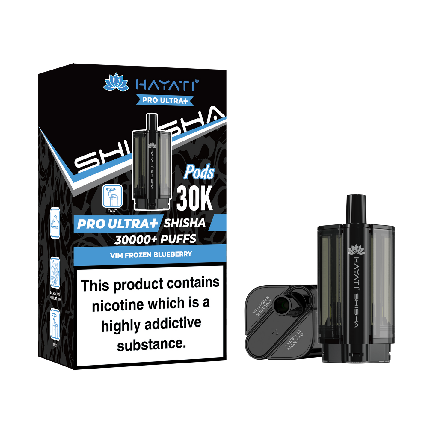 Buy Hayati Pro Ultra Plus Shisha 30k Prefilled Pods Box of 5 Vim Frozen Blueberry Vim Frozen Blueberry