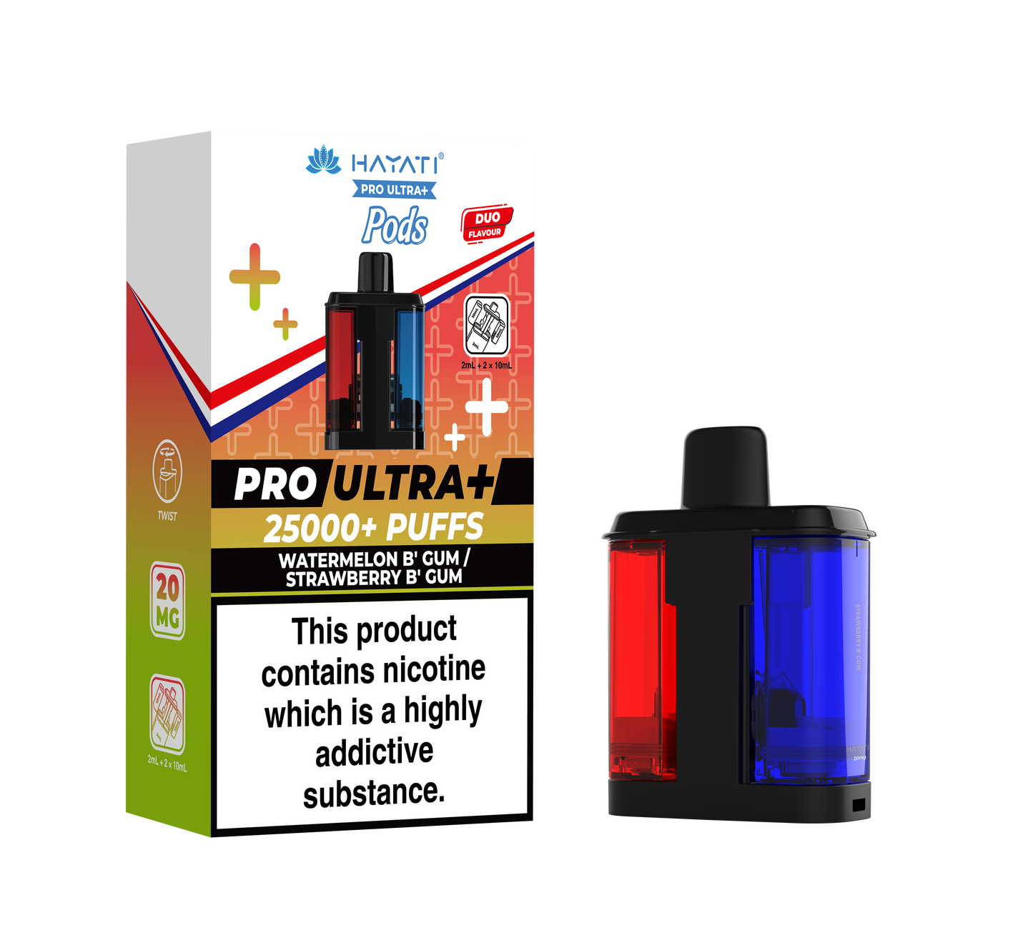 Buy Hayati Pro Ultra Plus 25k Prefilled Pods Pack of 5 Watermelon B' Gum Strawberry B' Gum