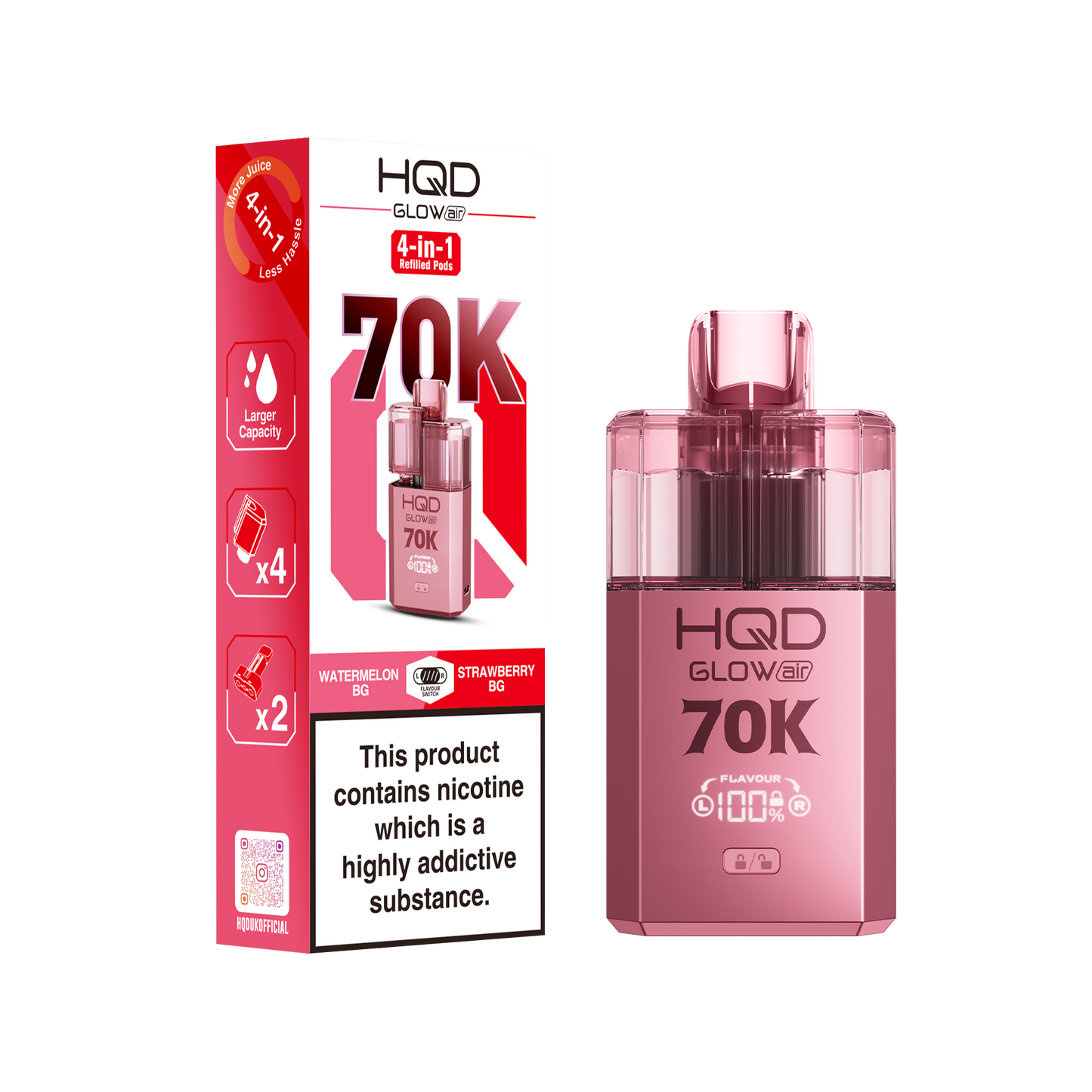 HQD Glow Air 70K Prefilled Pod Vape Kit Box of 5