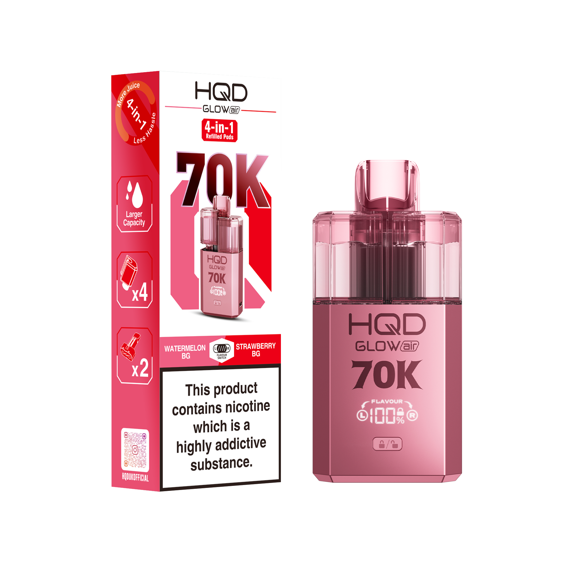 HQD Glow Air 70K Prefilled Pod Vape Kit Box of 5