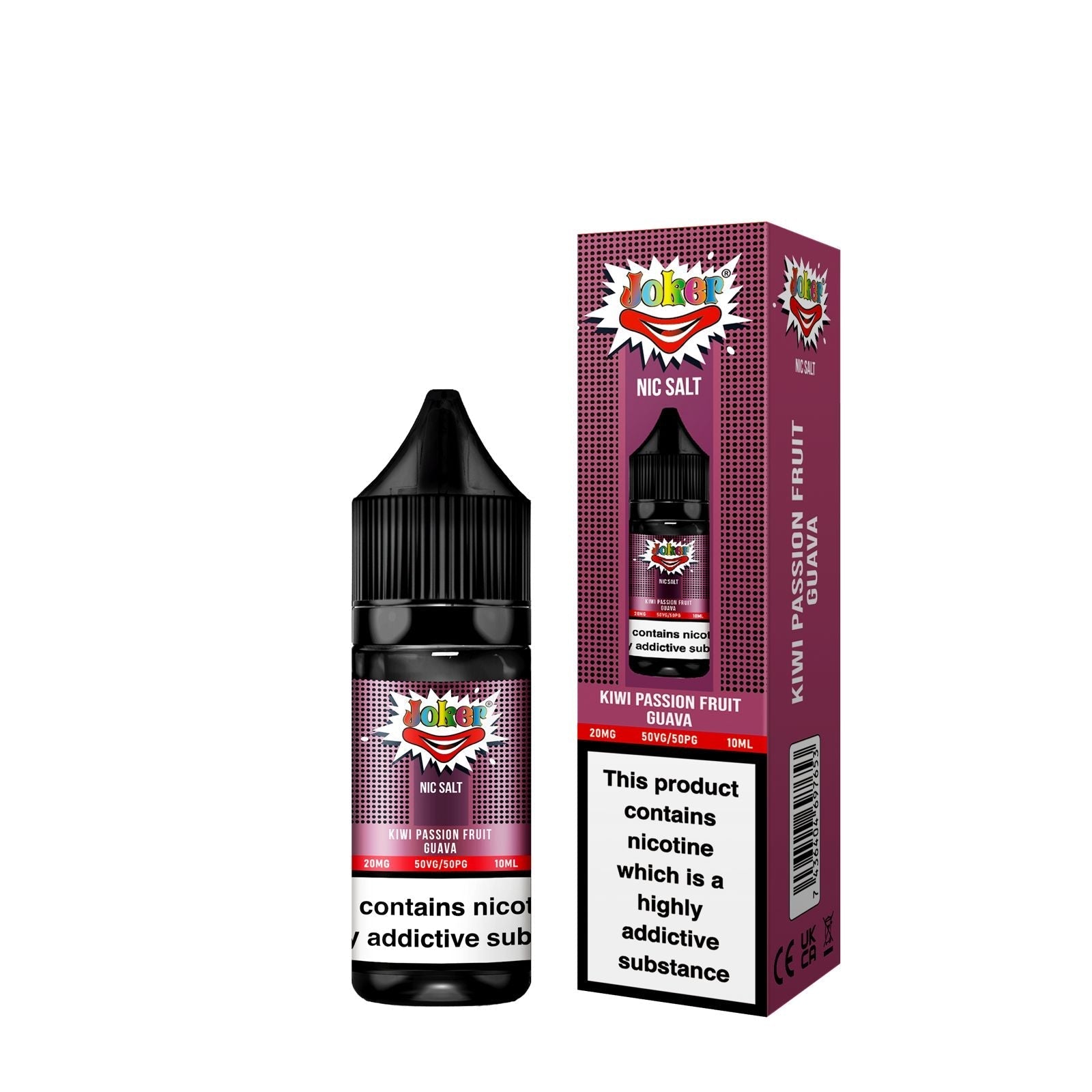 Buy Joker Nic Salt 10ml E-liquids - Box of 10 Kiwi Passion Fruit Guava