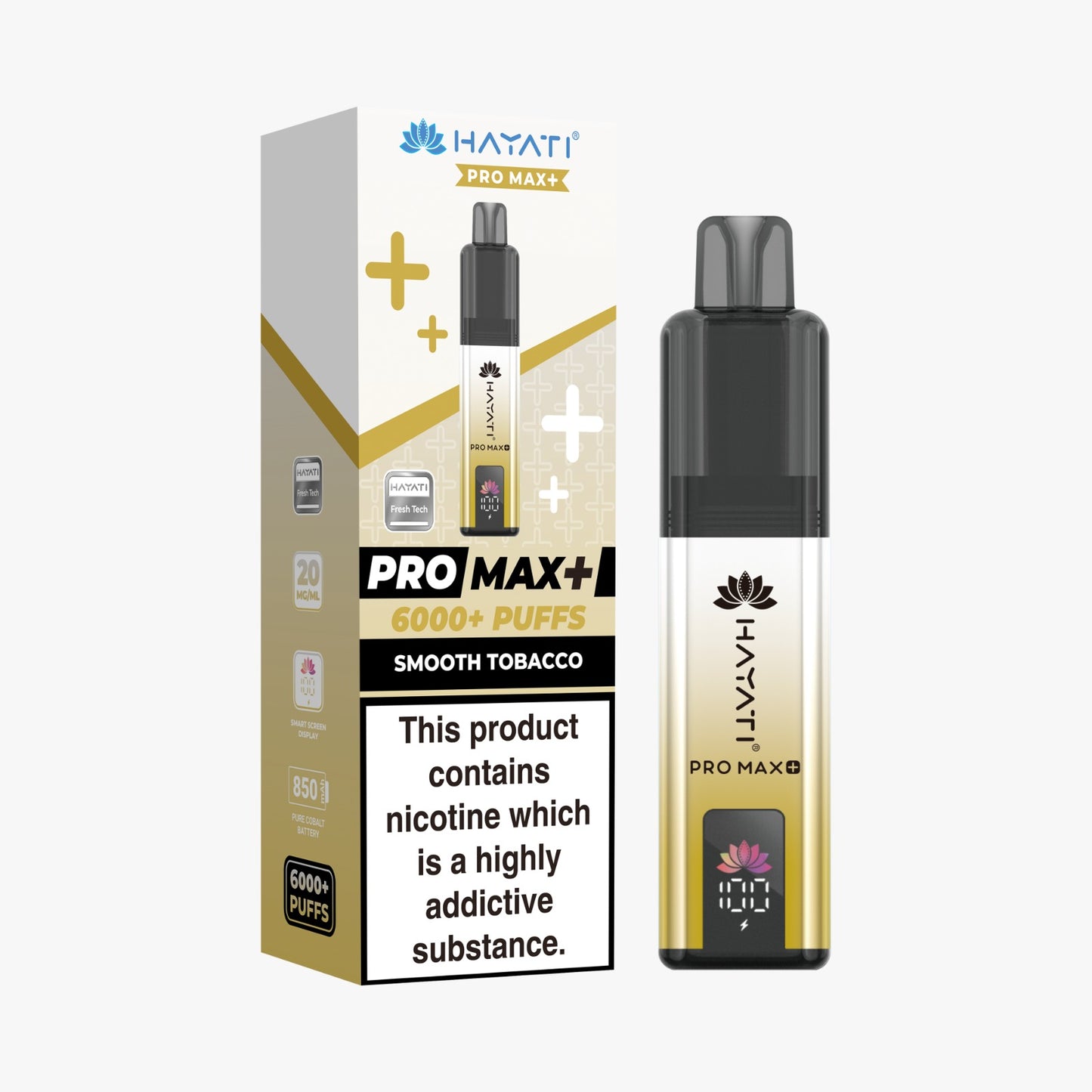 Buy Hayati Pro Max Plus 6000 Prefilled Vape Box of 5 Smooth Tobacco