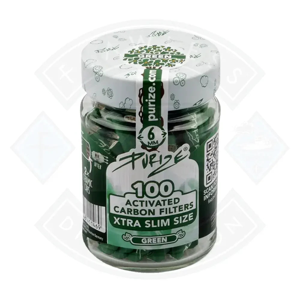 Buy Purize Activated Carbon Filter Xtra Slim Size - 6mm Green 100pcs
