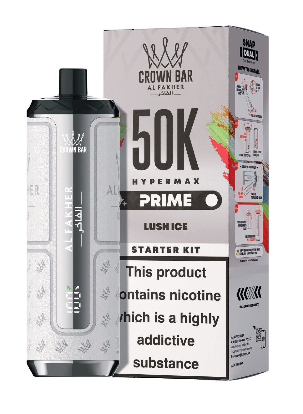 Buy Al Fakher 50k Hypermax Prime Pod Vape Kit Box of 5 Luch Ice