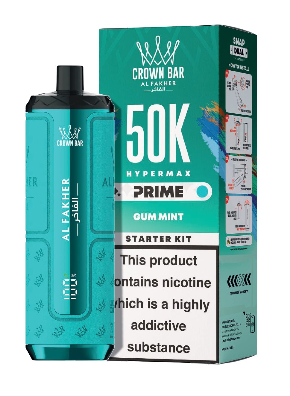 Buy Al Fakher 50k Hypermax Prime Pod Vape Kit Box of 5 Gum Mint