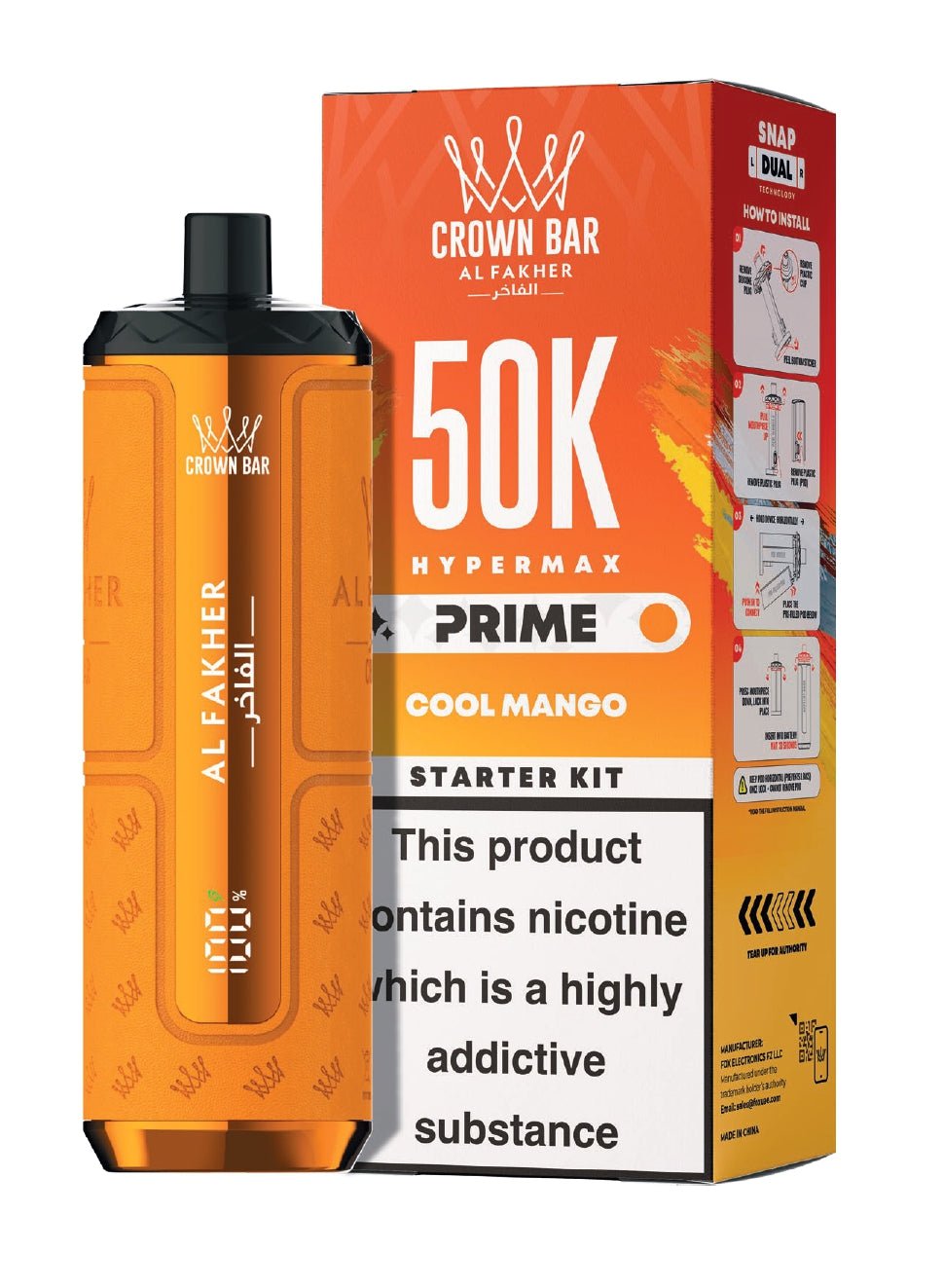 Buy Al Fakher 50k Hypermax Prime Pod Vape Kit Box of 5 Cool Mango
