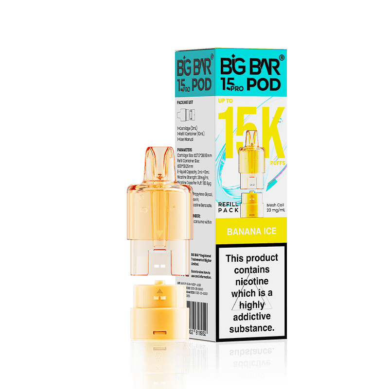 Big Bar 15000 Pro Prefilled Replacement Pods - Banana Ice - vapeukwholesale