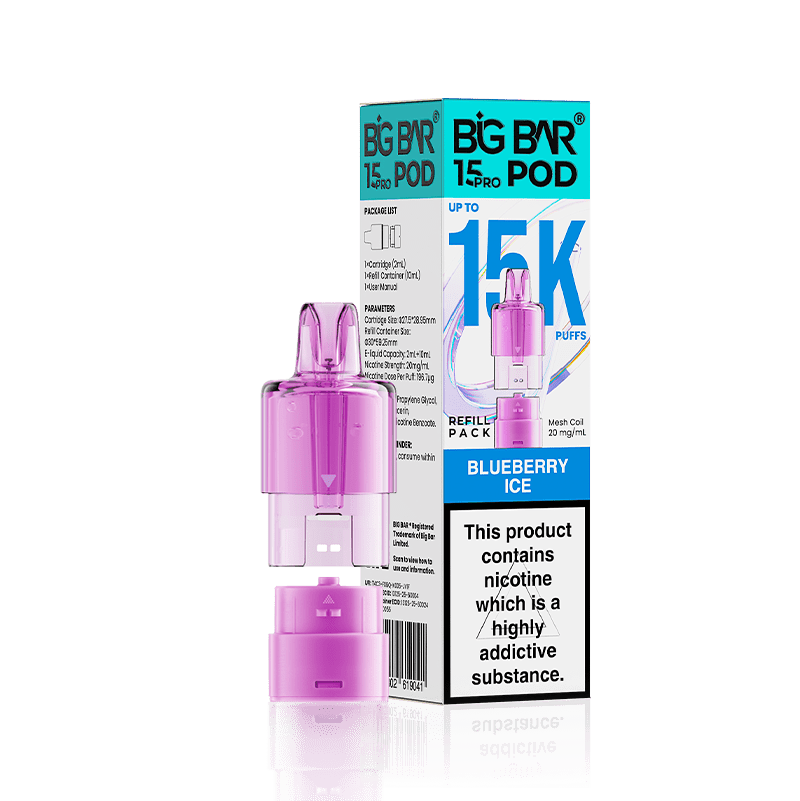 Big Bar 15000 Pro Prefilled Replacement Pods - Blueberry Ice - vapeukwholesale