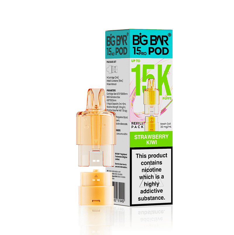 Big Bar 15000 Pro Prefilled Replacement Pods - Strawberry Kiwi - vapeukwholesale