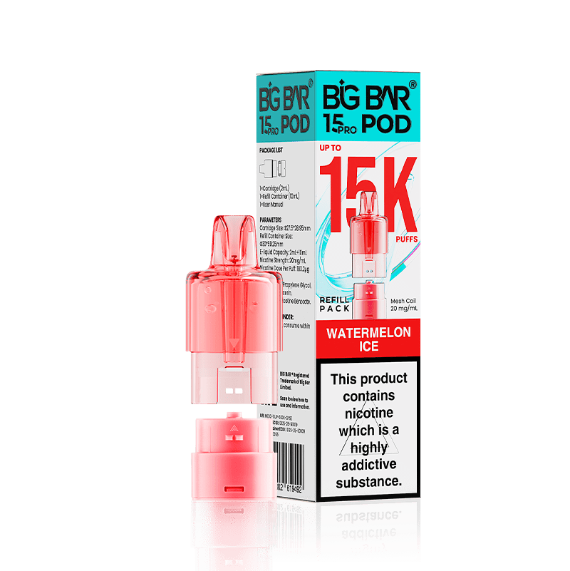 Big Bar 15000 Pro Prefilled Replacement Pods - Watermelon Ice - vapeukwholesale