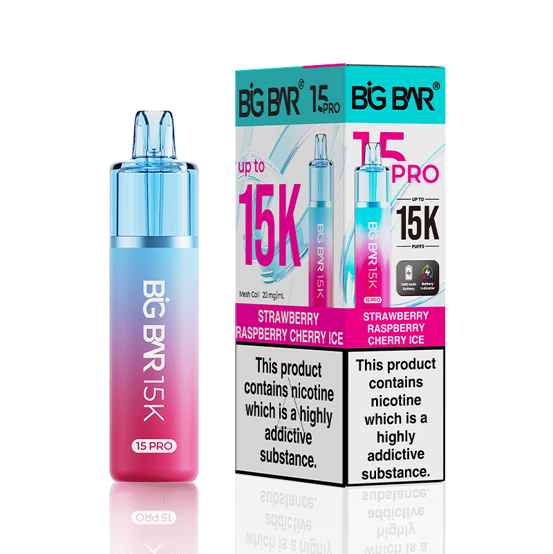 Big Bar Pro 15k Vape Kit Box of 5 - Strawberry Raspberry Cherry Ice - vapeukwholesale