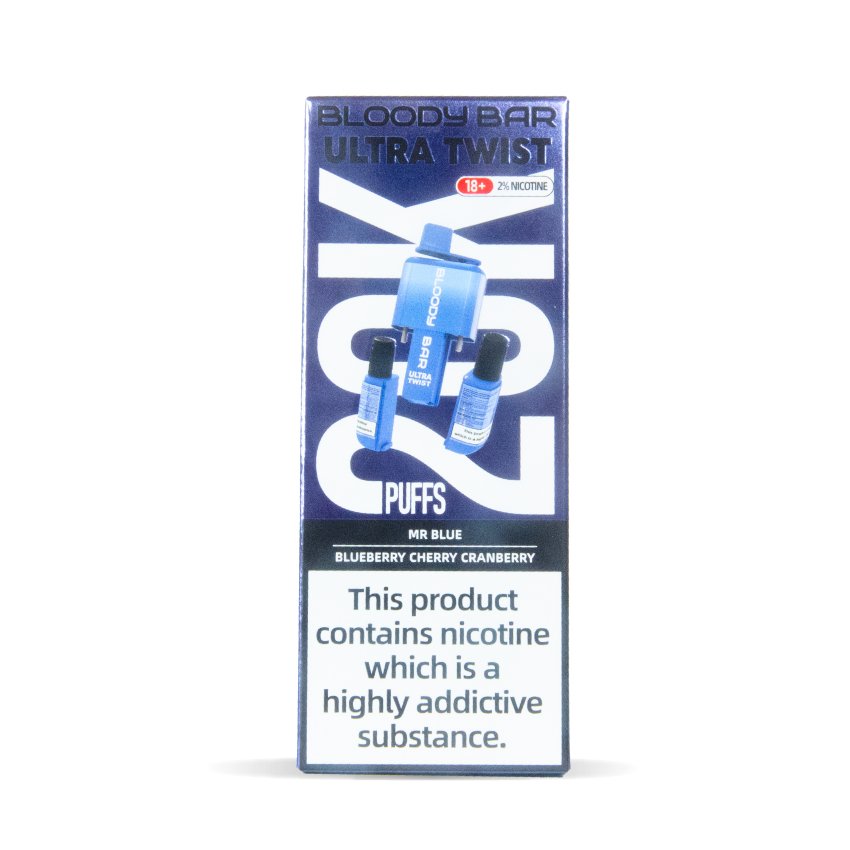 Buy Bloody Bar Ultra Twist 20000 Puffs Disposable Vape - Box of 5 Mr Blue Blueberry Cherry Cranberry