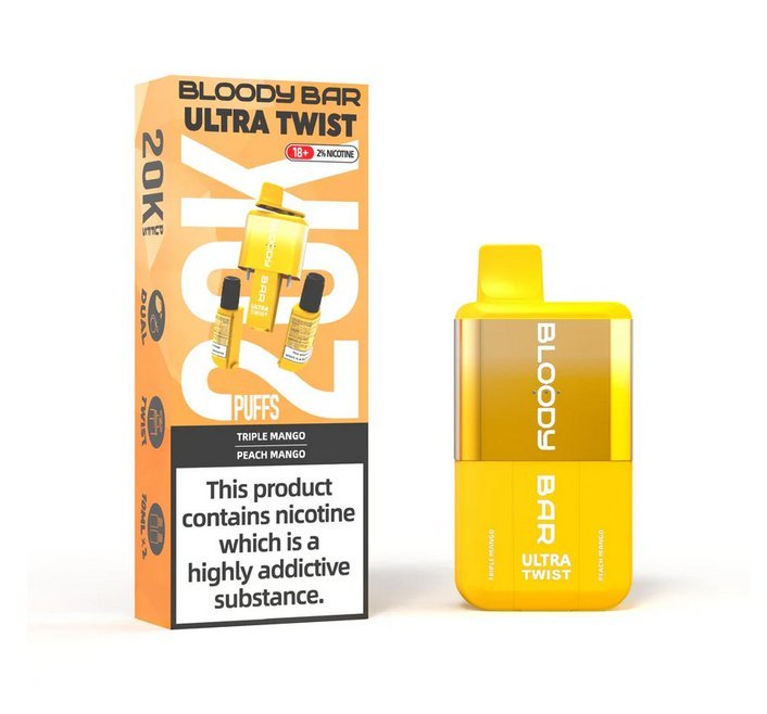Buy Bloody Bar Ultra Twist 20000 Puffs Disposable Vape - Box of 5 Triple Mango Peach Mango