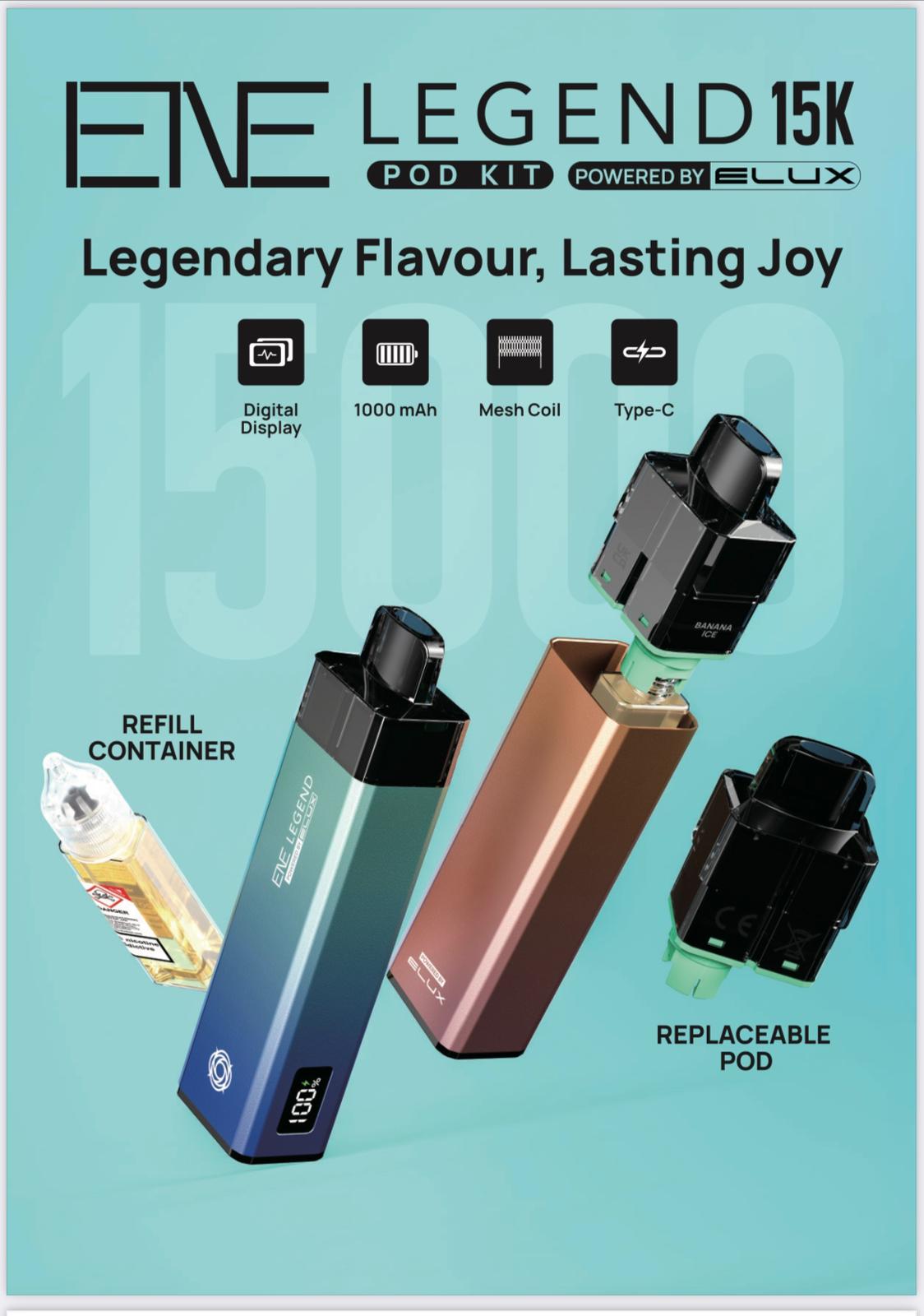 Buy Elux ENE Legend 15k Vape Pod Kit Box of 5
