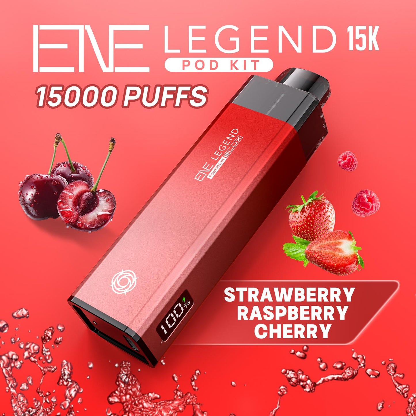 Buy Elux ENE Legend 15k Vape Pod Kit Box of 5 Strawberry Raspberry Cherry Ice