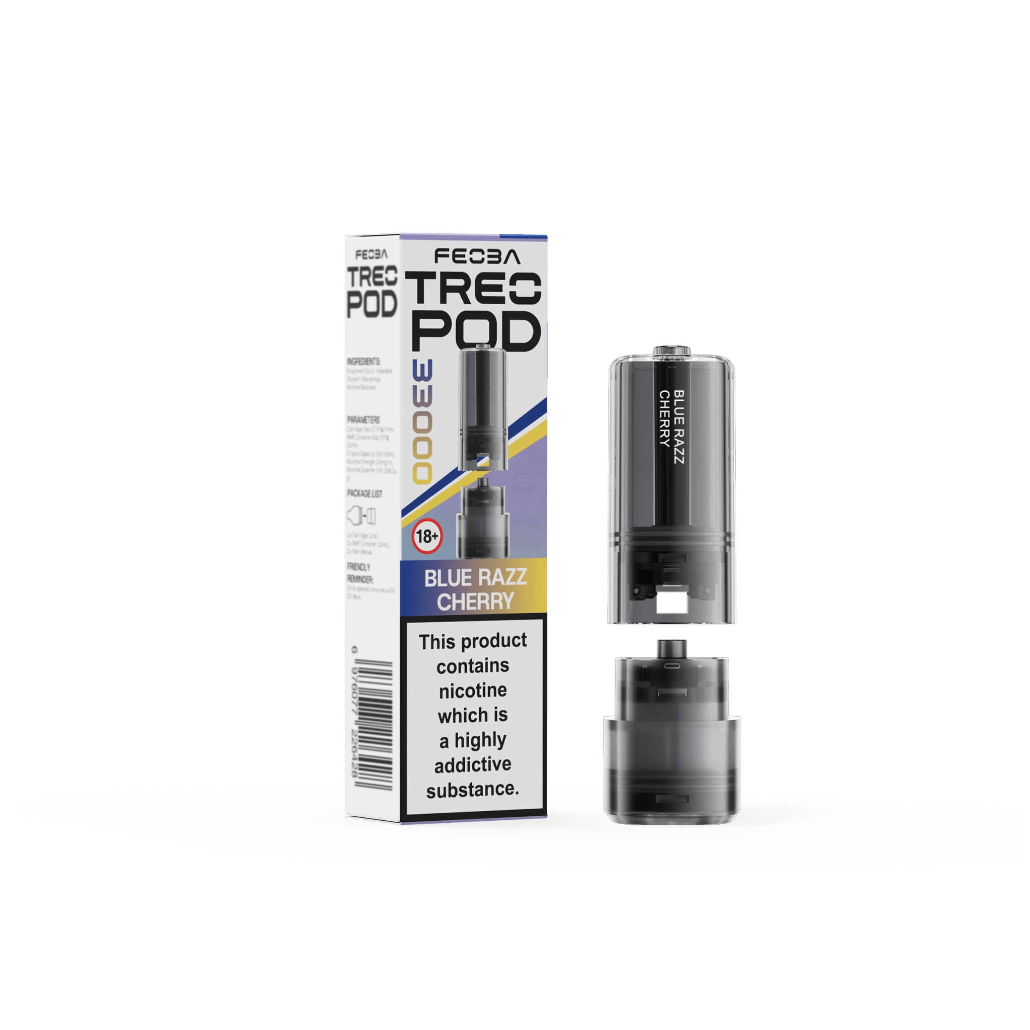 bulk wholesale Feoba Treo 33k Replacement Pods Box of 5 - Blue Razz Cherry