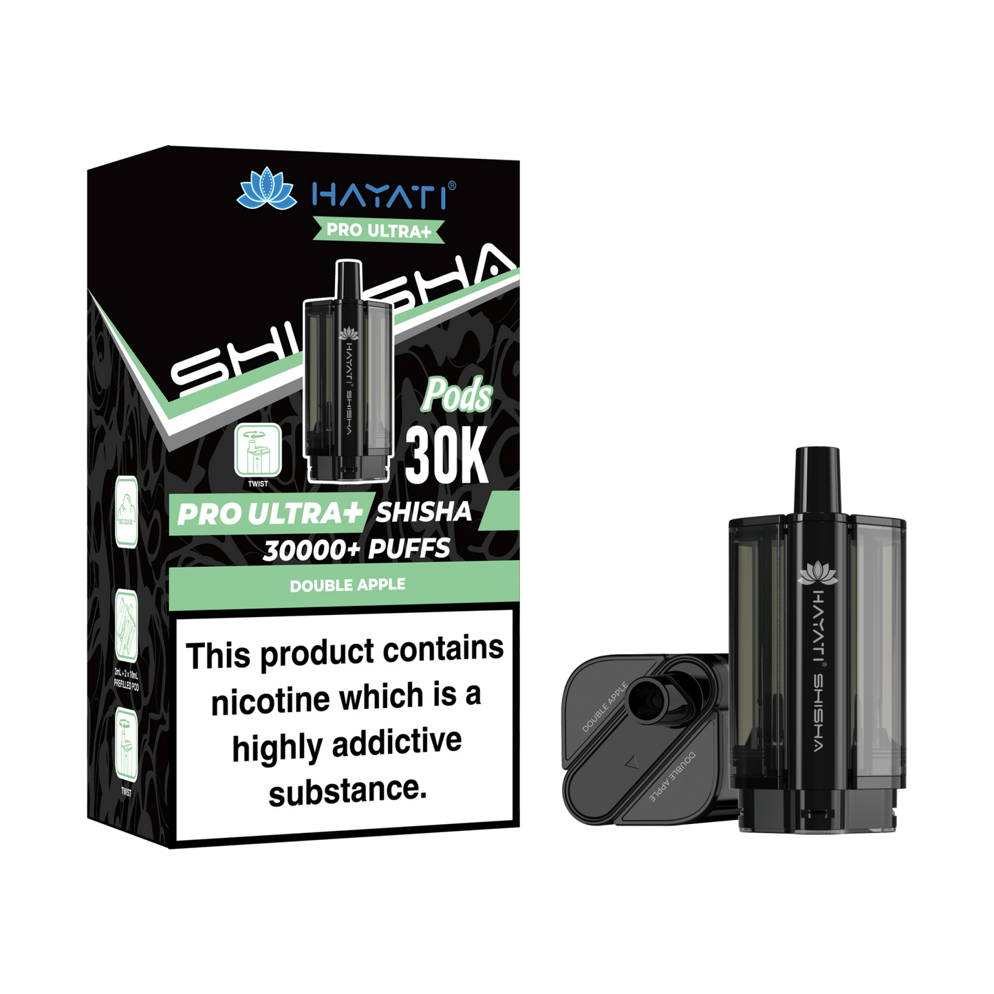 bulk wholesale Hayati Pro Ultra Plus Shisha 30k Prefilled Pods Box of 5 - Double Apple/Double Apple