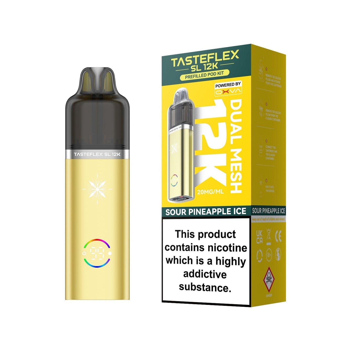 Buy Oxva Tasteflex SL 12k Prefilled Pod Kit Box of 5 Sour Pineapple Ice