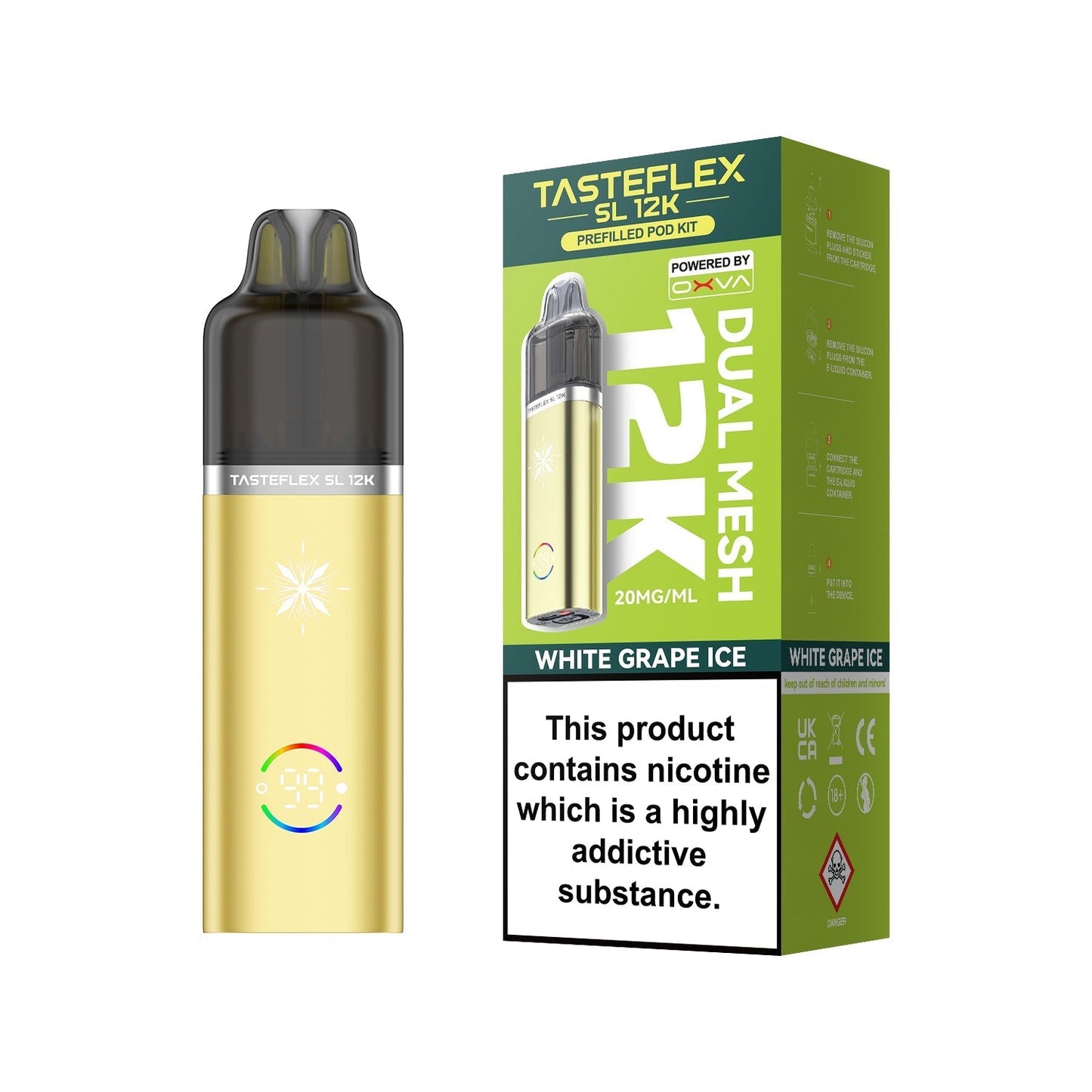 Buy Oxva Tasteflex SL 12k Prefilled Pod Kit Box of 5 White Grape Ice