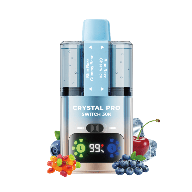 Buy Crystal Pro Switch 30k Prefilled Pod Vape Kit Box of 5 Blue Razz Gummy Bear Blue Razz Cherry Ice
