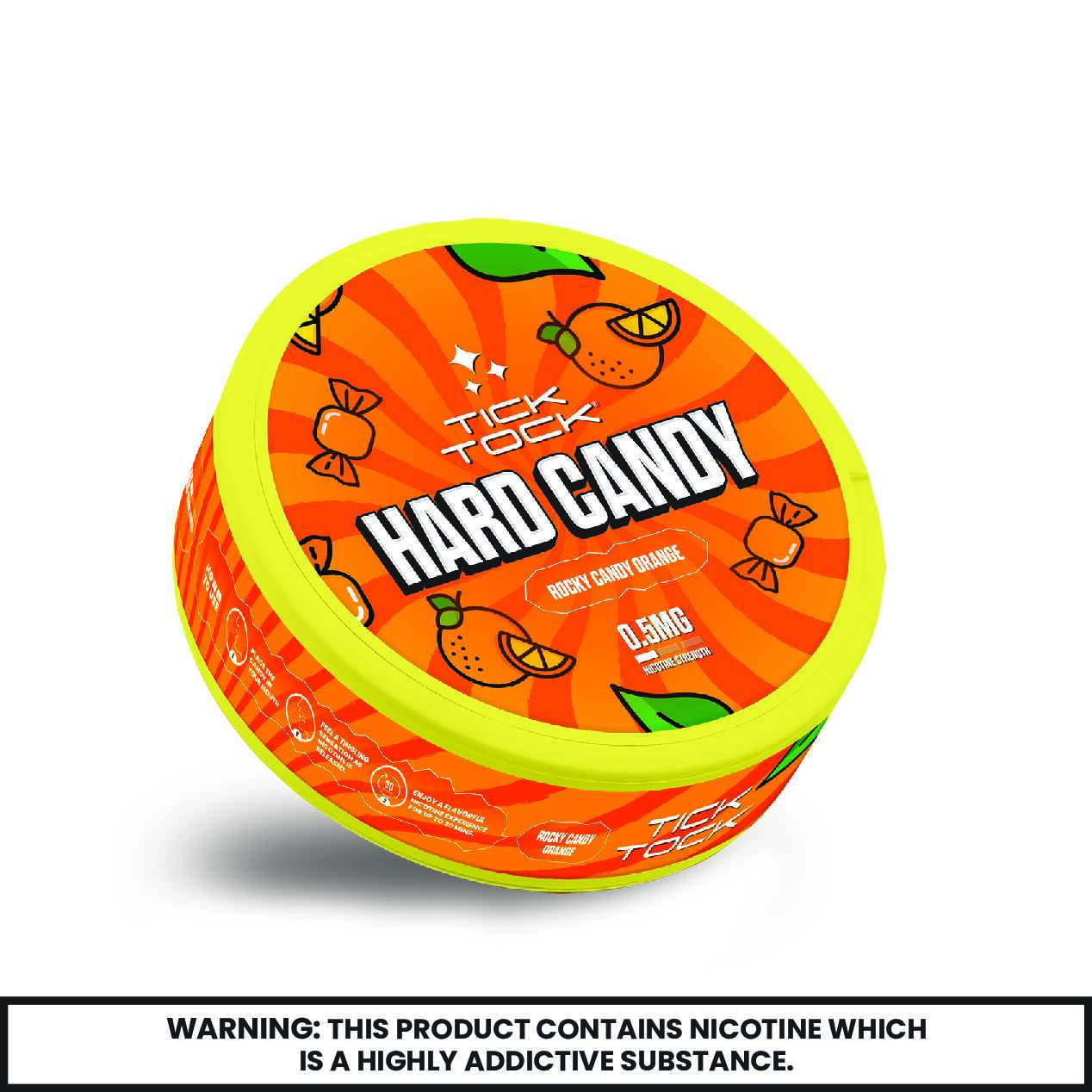 Buy Tick Tock Nicotine Hard Candy 0.5mg - Pack of 5 Rocky Candy Orange
