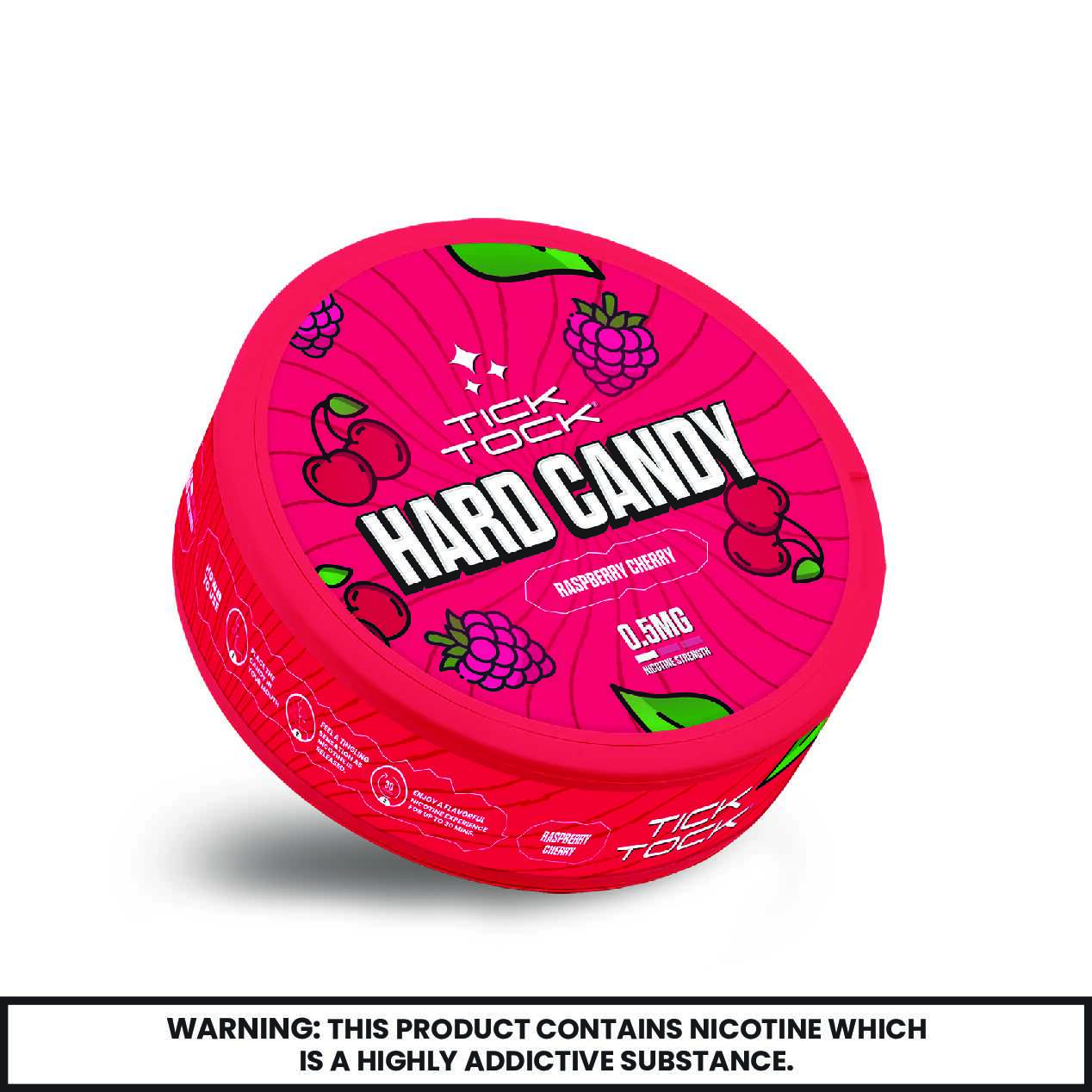 Buy Tick Tock Nicotine Hard Candy 0.5mg - Pack of 5 Raspberry Cherry
