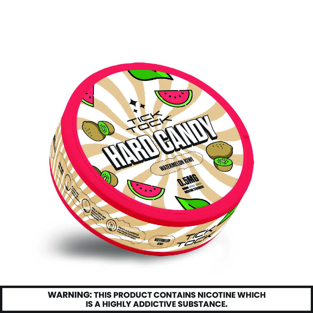 Buy Tick Tock Nicotine Hard Candy 0.5mg - Pack of 5 Watermelon Kiwi