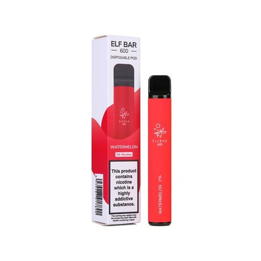Buy Elf Bar 600 Puff Disposable Vape Pod Device Box of 10 Watermelon
