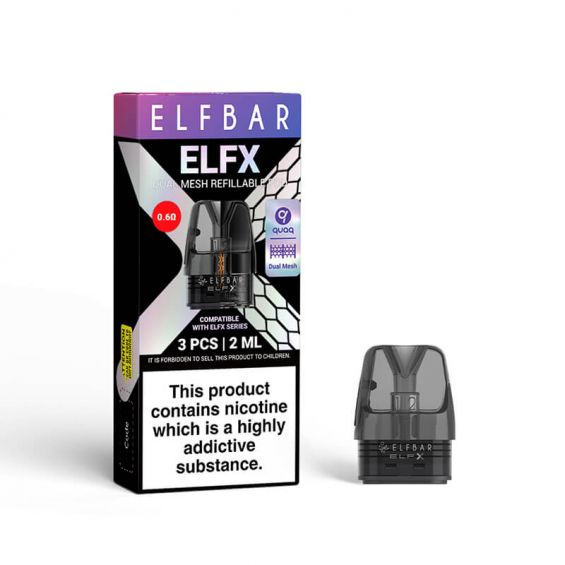 Elf Bar ELFX Empty Replacement Pods - Pack of 3 - 0.6 ohm