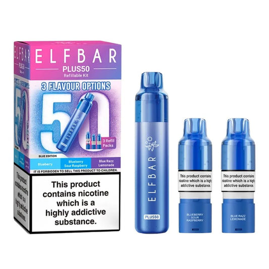 Buy Elf Bar Plus 50 Vape Kit (Pack of 5) Blue Edition