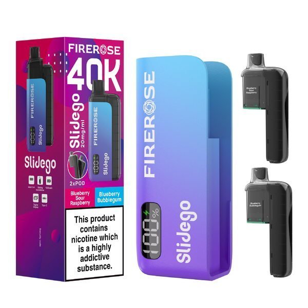 Buy Elux FireRose Slidego 40K Prefilled Pod Kit Box of 5 Blueberry Sour Raspberry Blueberry Bubble Gum