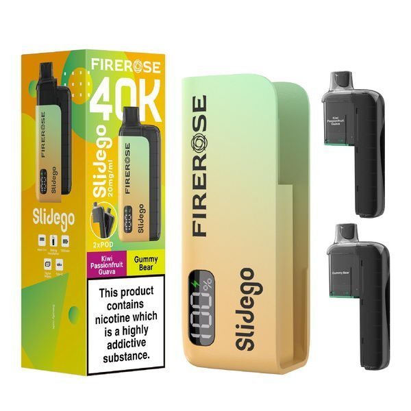 Buy Elux FireRose Slidego 40K Prefilled Pod Kit Box of 5 Kiwi Passionfruit Guava Gummy Bear