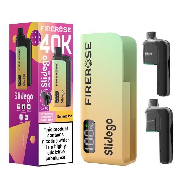 Buy Elux FireRose Slidego 40K Prefilled Pod Kit Box of 5 Strawberry Watermelon Bubble Gum Banana Ice