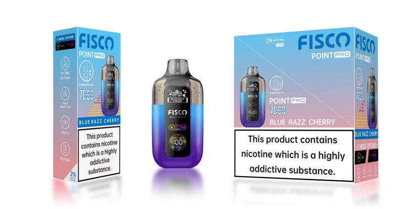 Buy Fisco Point Pro 7000 Disposable Vape - Box of 5 Blue Razz Cherry