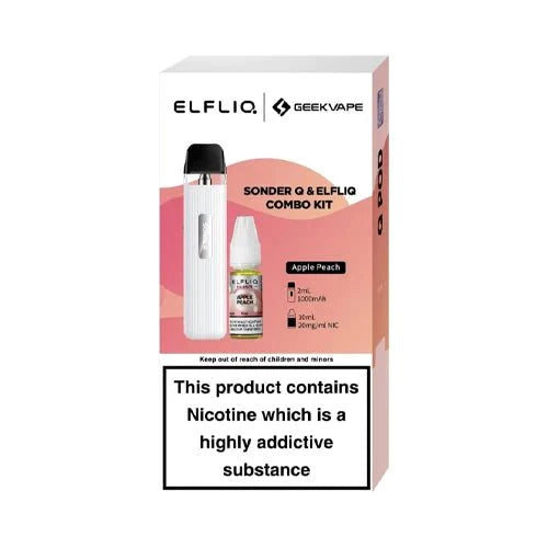 Buy Geekvape Sonder Q Pod Kit and Elfliq Salt Combo Deal White - Apple Peach